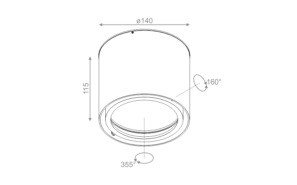 Aqform TUBA 111 230V 11.5cm natynkowy czarny 45711-0000-U8-PH-02