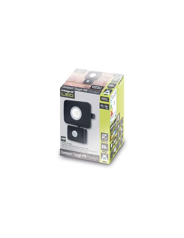 Outdoor spotlights and floodlights - Integral Compact-Tough LED floodlight with motion sensor 20W (150W) 1800lm 4000K IP64 ILFLC034POV - product kolory-swiatla.pl 4