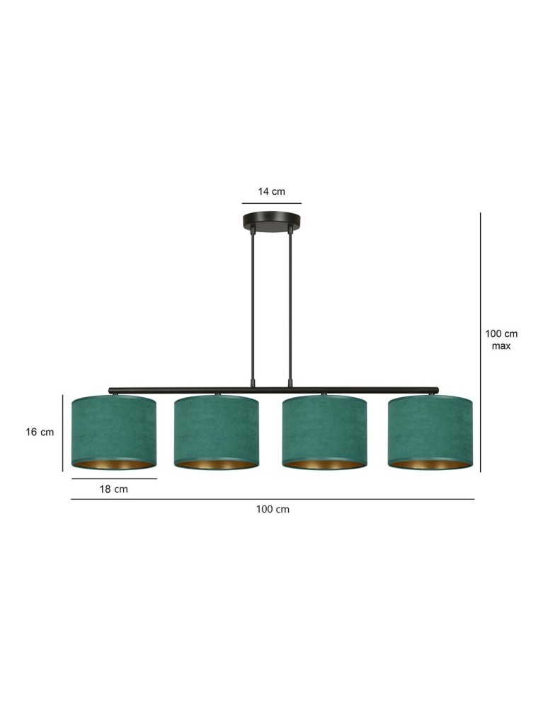 4 point pendant lamps - Emibig HILDE 4 BL GREEN PENDING LAMP BLACK 1051/4 - product kolory-swiatla.pl 5