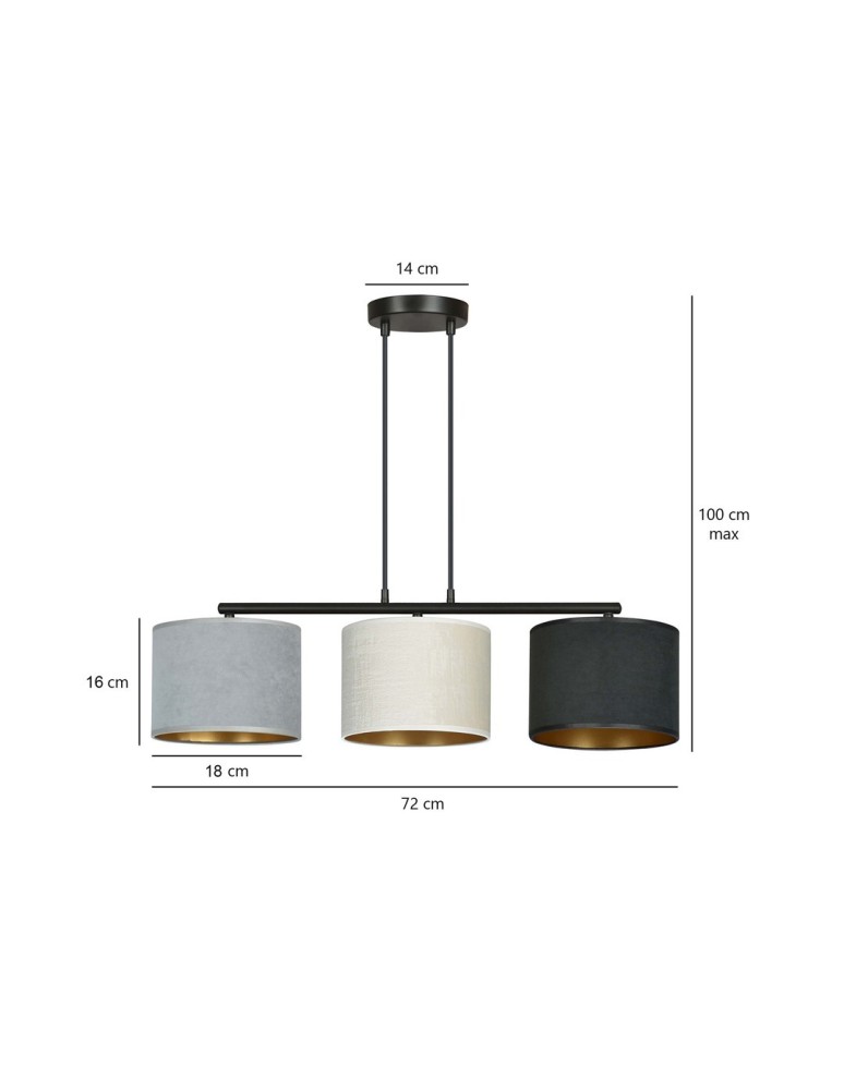 Multicolored pendant lamps - Emibig HILDE 3 BL MIX Pendant LAMP BLACK 1055/3 - product kolory-swiatla.pl 5
