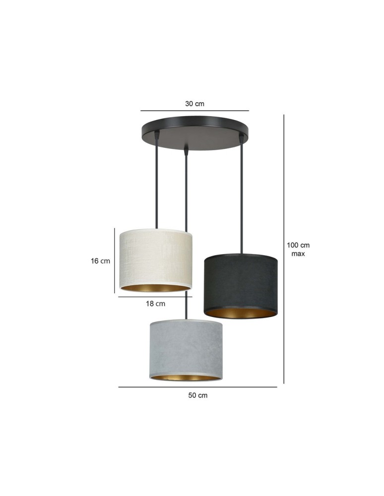 Multicolored pendant lamps - Emibig HILDE 3 BL PREMIUM MIX Pendant LAMP BLACK 1055/3PREM - product kolory-swiatla.pl 5