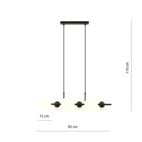 Emibig RORY 6 OPAL Lampa wisząca Czarny 1205/6