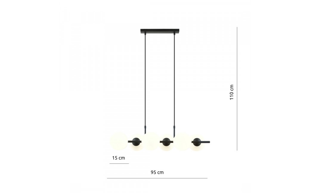 Emibig RORY 6 OPAL Lampa wisząca Czarny 1205/6