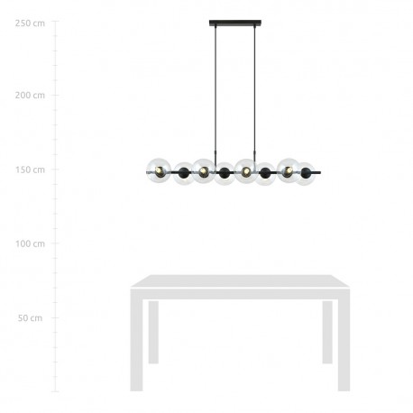 Emibig RORY 8 TRANSPARENT Lampa wisząca Czarny 1206/8