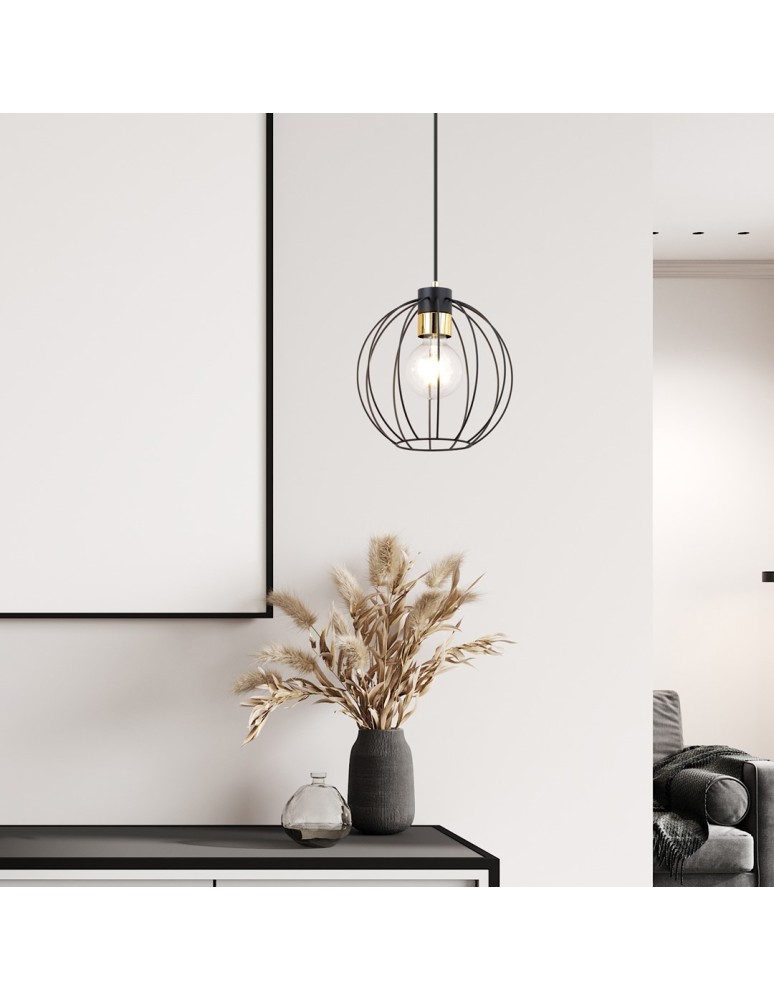 Single pendant lamps - Emibig GINO 1 BLACK/GOLD Pendant Lamp Black/Gold 1222/1 - product kolory-swiatla.pl 3