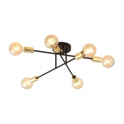 Emibig VEKEN 6B GOLD Lampa sufitowa Czarny/Złoty 1175/6B