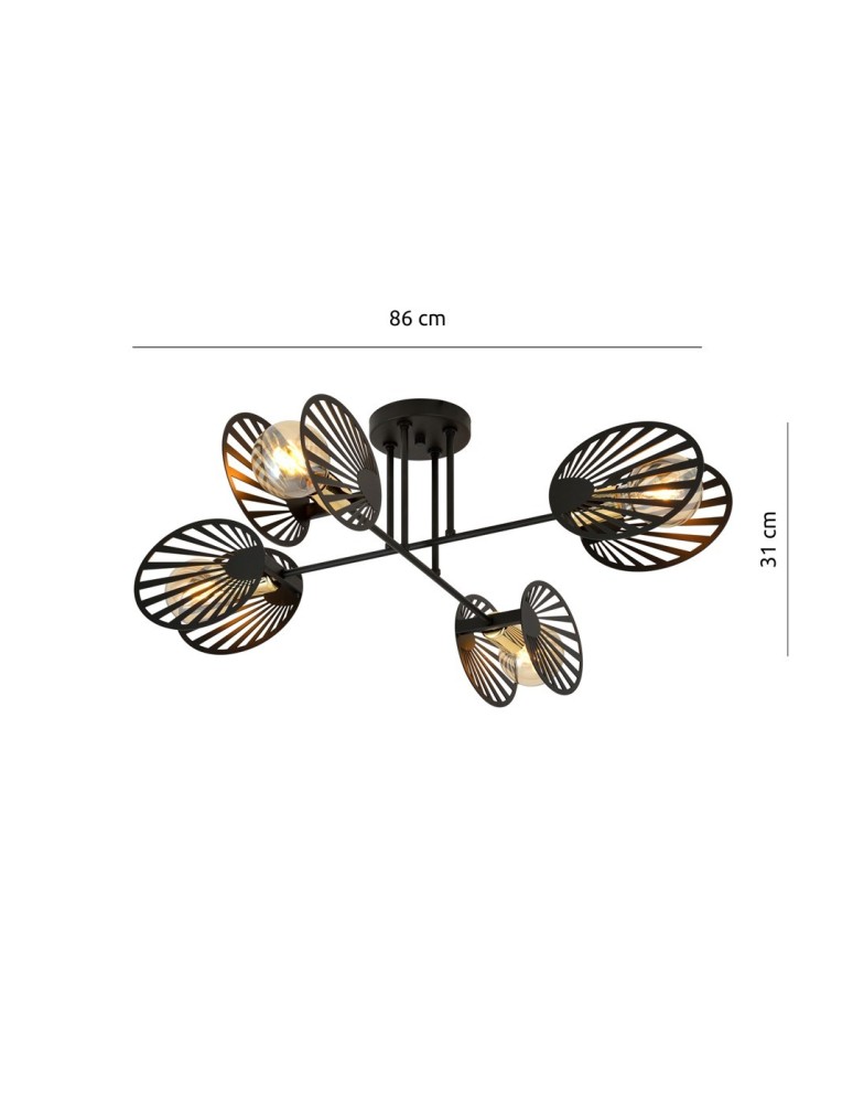 Loft ceiling lamps - industrial - Emibig TALIA 4 Ceiling lamp Black 1181/4 - product kolory-swiatla.pl 5