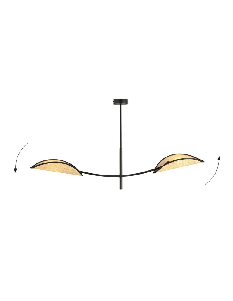 Pendant lamps - Emibig LOTUS 2 BLACK/RATTAN SUSPENSION LAMP BLACK 1108/2 - product kolory-swiatla.pl 3