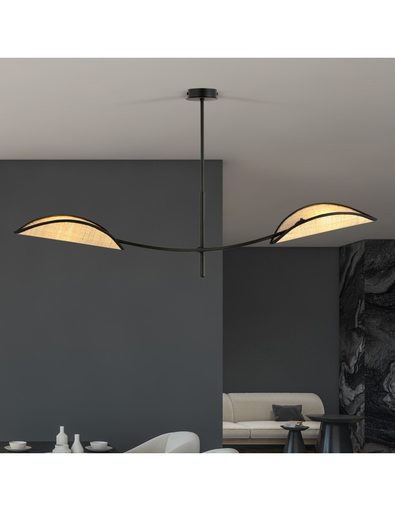 Lampy wiszące - Emibig LOTUS 2 BLACK/RATTAN LAMPA SUFITOWA CZARNY 1108/2 - produkt kolory-swiatla.pl 4