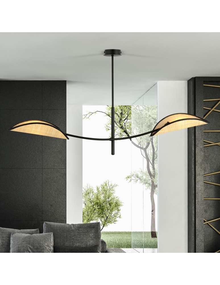 Pendant lamps - Emibig LOTUS 2 BLACK/RATTAN SUSPENSION LAMP BLACK 1108/2 - product kolory-swiatla.pl 5