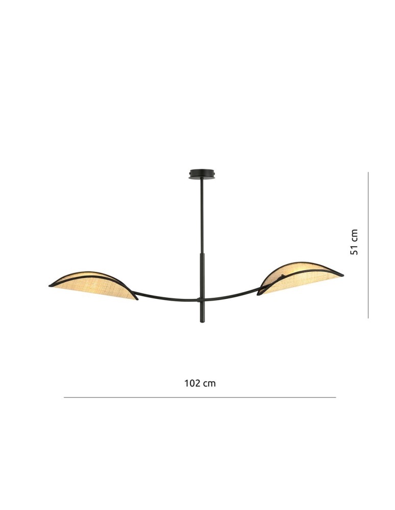 Pendant lamps - Emibig LOTUS 2 BLACK/RATTAN SUSPENSION LAMP BLACK 1108/2 - product kolory-swiatla.pl 6