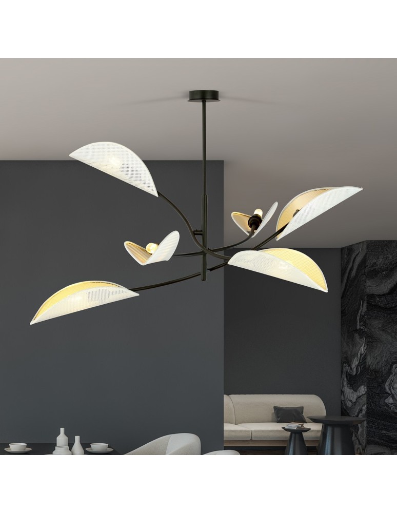 Emibig LOTUS 6 WHITE/GOLD LAMPA SUFITOWA CZARNY 1107/6
