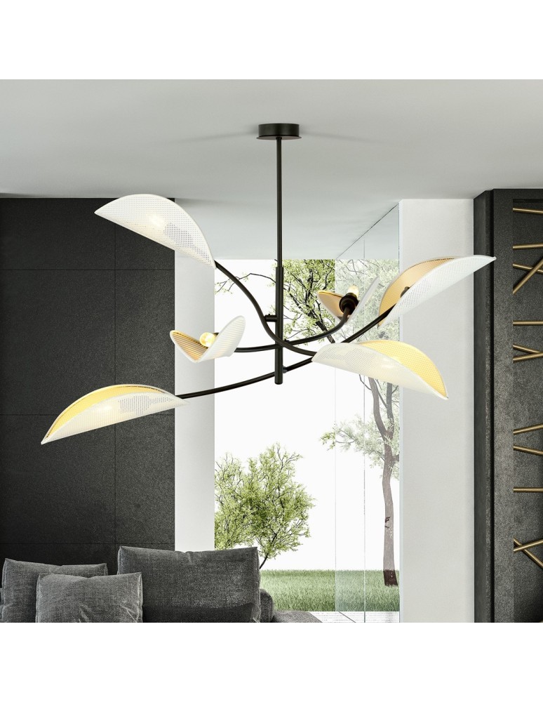 Emibig LOTUS 6 WHITE/GOLD LAMPA SUFITOWA CZARNY 1107/6