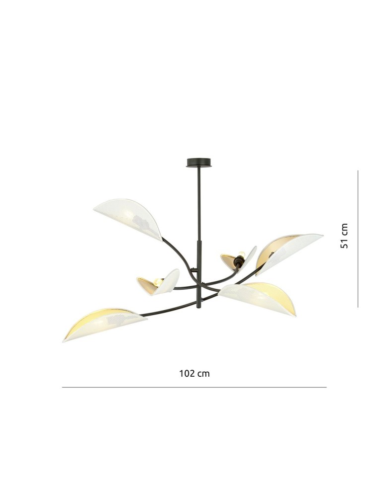 Emibig LOTUS 6 WHITE/GOLD LAMPA SUFITOWA CZARNY 1107/6