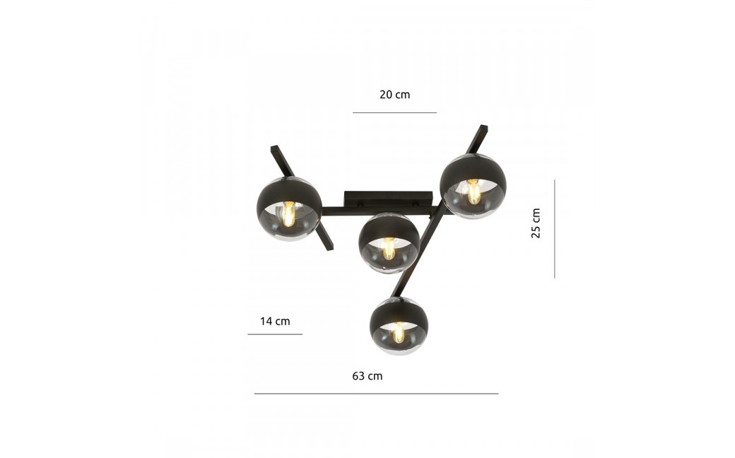 Emibig SMART 4 BLACK/STRIPE LAMPA SUFITOWA CZARNY 1105/4