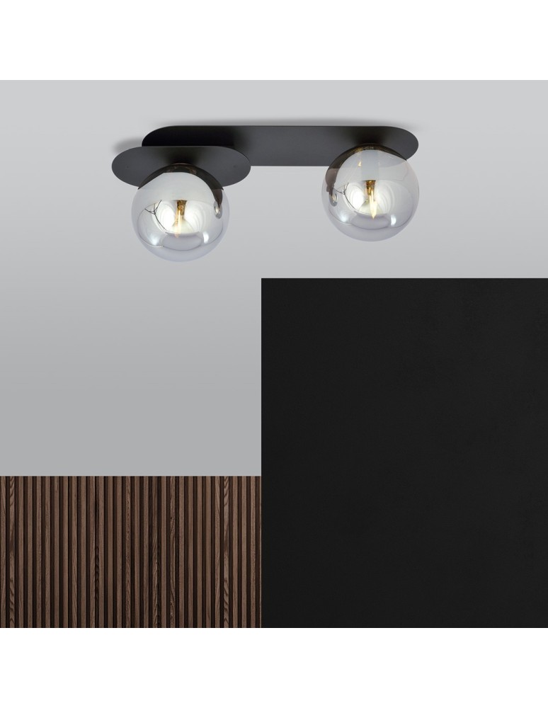 Small ceiling lamps - Emibig PLAZA 2 BLACK/GRAPHITE SUSPENSION LAMP BLACK 1119/2 - product kolory-swiatla.pl 3