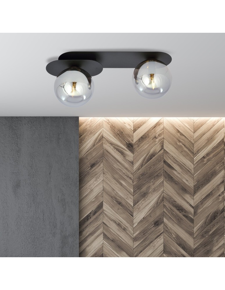 Small ceiling lamps - Emibig PLAZA 2 BLACK/GRAPHITE SUSPENSION LAMP BLACK 1119/2 - product kolory-swiatla.pl 4