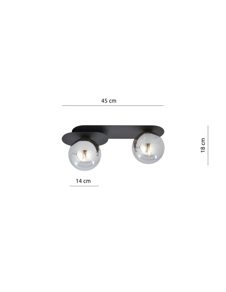 Small ceiling lamps - Emibig PLAZA 2 BLACK/GRAPHITE SUSPENSION LAMP BLACK 1119/2 - product kolory-swiatla.pl 6
