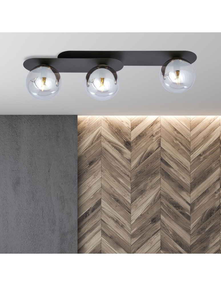 Ceiling lamps spheres - Emibig PLAZA 3 BLACK/GRAPHITE SUSPENSION LAMP BLACK 1119/3 - product kolory-swiatla.pl 3