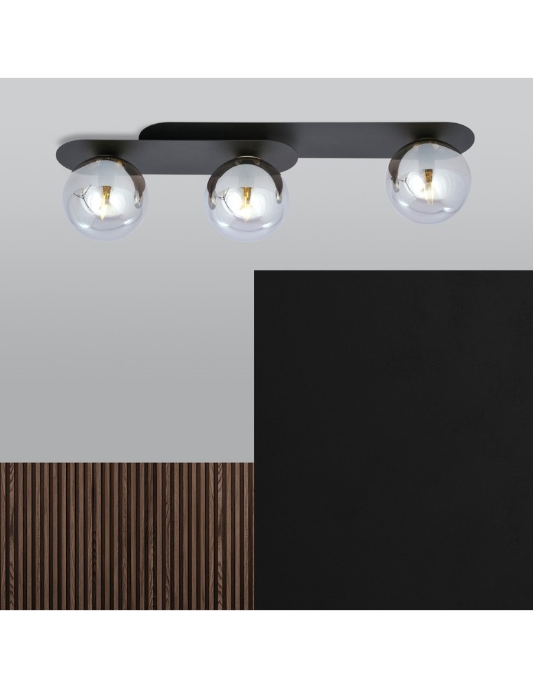 Ceiling lamps spheres - Emibig PLAZA 3 BLACK/GRAPHITE SUSPENSION LAMP BLACK 1119/3 - product kolory-swiatla.pl 4