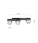 Ceiling lamps spheres - Emibig PLAZA 3 BLACK/GRAPHITE SUSPENSION LAMP BLACK 1119/3 - product 6