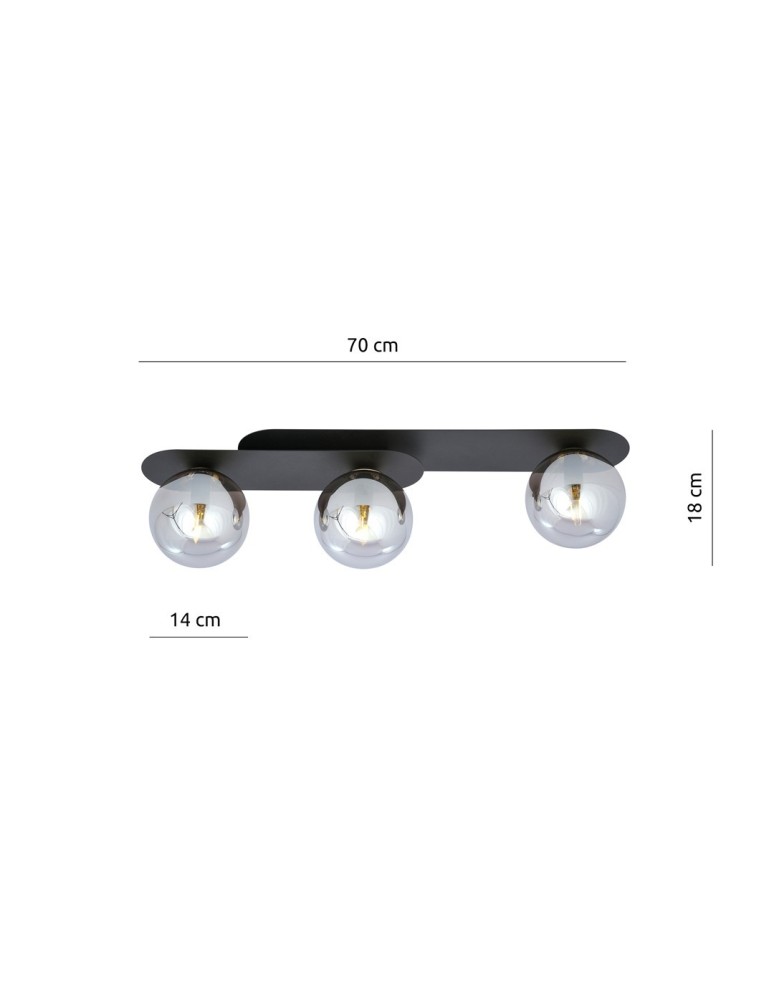 Ceiling lamps spheres - Emibig PLAZA 3 BLACK/GRAPHITE SUSPENSION LAMP BLACK 1119/3 - product kolory-swiatla.pl 6