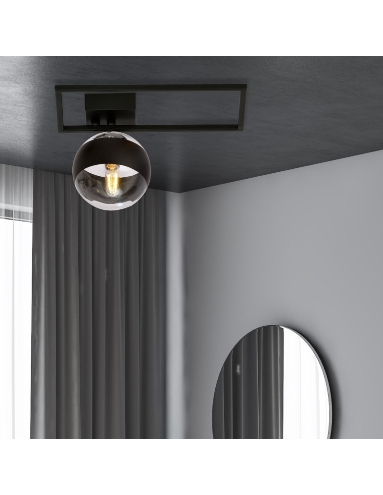 Ceiling lamps spheres - Emibig IMAGO 1D BLACK/STRIPE SUSPENSION LAMP BLACK 1132/1D - product kolory-swiatla.pl 4