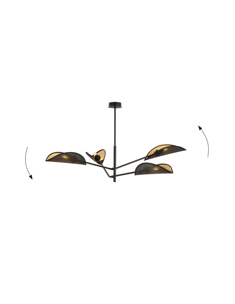 4 point chandelier - Emibig VENE 4 BLACK/GOLD SUSPENSION LAMP BLACK 1158/4 - product kolory-swiatla.pl 3