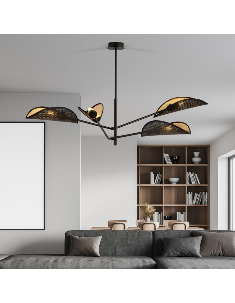 4 point chandelier - Emibig VENE 4 BLACK/GOLD SUSPENSION LAMP BLACK 1158/4 - product kolory-swiatla.pl 5