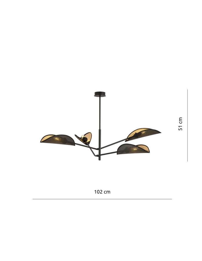 4 point chandelier - Emibig VENE 4 BLACK/GOLD SUSPENSION LAMP BLACK 1158/4 - product kolory-swiatla.pl 7
