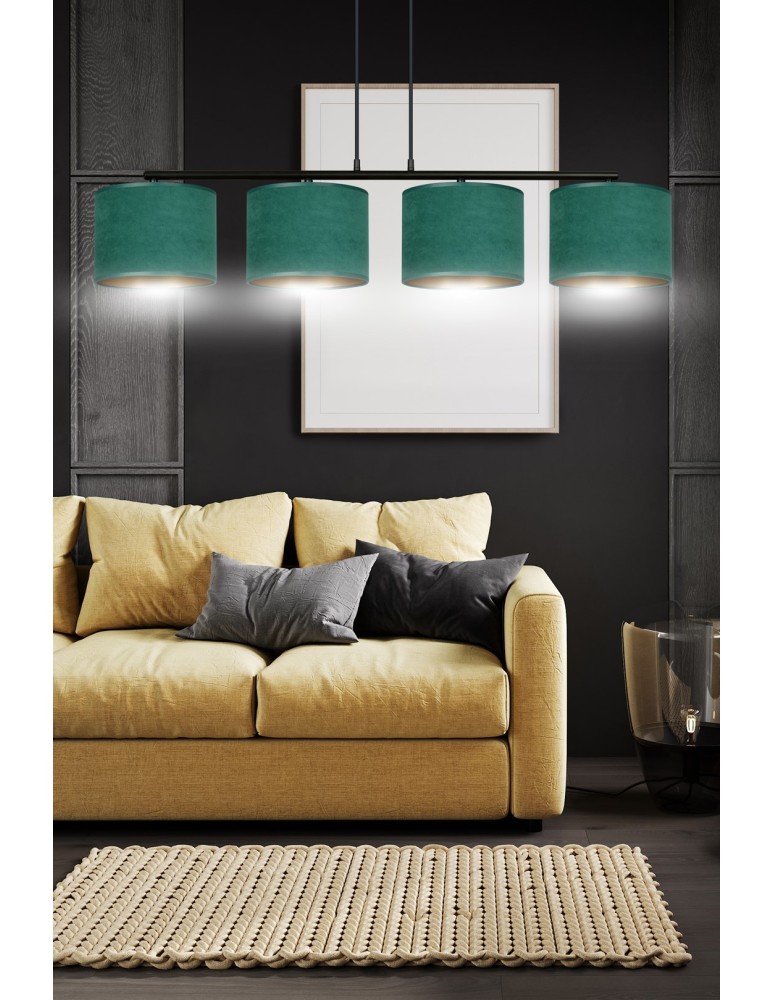 4 point pendant lamps - Emibig HILDE 4 BL GREEN PENDING LAMP BLACK 1051/4 - product kolory-swiatla.pl 15