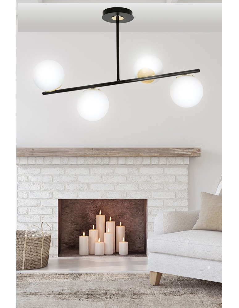 Ceiling lamps 4 points - Emibig FLOKI 4 BLACK GOLD SUSPENSION LAMP BLACK/GOLD 1022/4 - product kolory-swiatla.pl 4