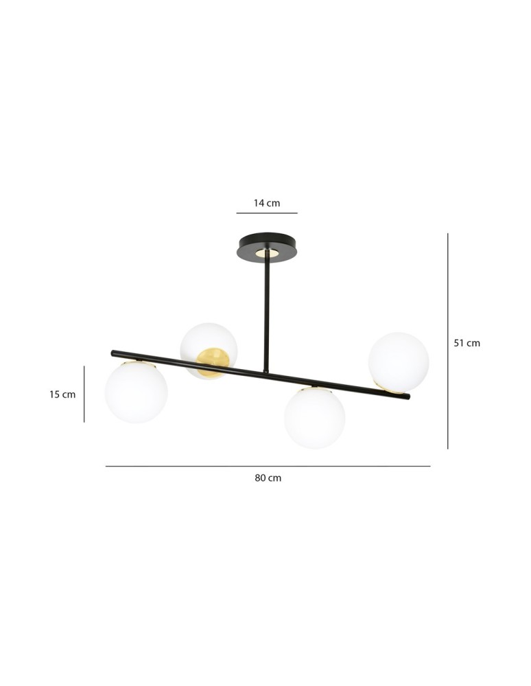 Ceiling lamps 4 points - Emibig FLOKI 4 BLACK GOLD SUSPENSION LAMP BLACK/GOLD 1022/4 - product kolory-swiatla.pl 9