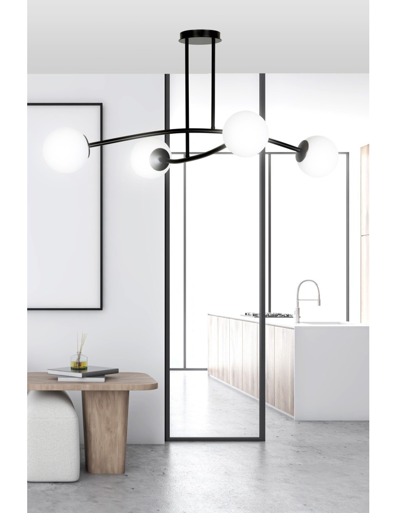 Ceiling lamps 4 points - Emibig HALLDOR 4 BLACK SUSPENSION LAMP BLACK 1024/4 - product kolory-swiatla.pl 4