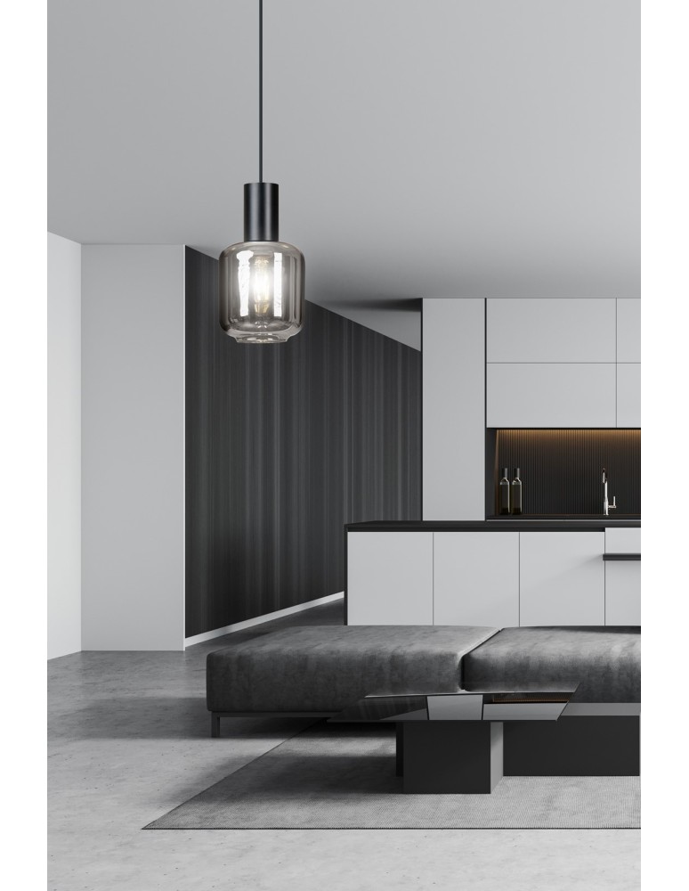 Single pendant lamps - Emibig INGVAR 1 BLACK SUSPENSION LAMP BLACK 1014/1 - product kolory-swiatla.pl 4