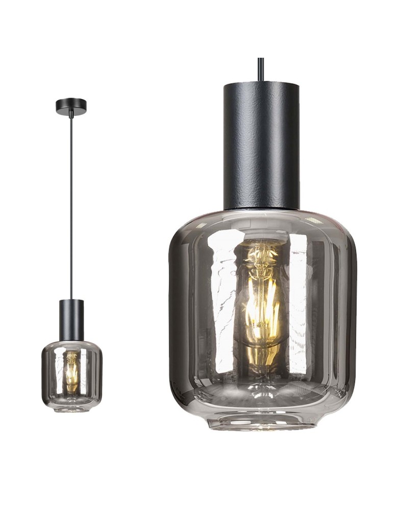 Single pendant lamps - Emibig INGVAR 1 BLACK SUSPENSION LAMP BLACK 1014/1 - product kolory-swiatla.pl 6