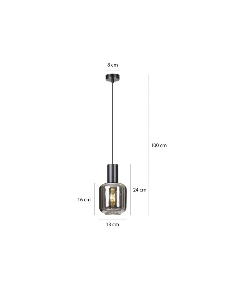 Single pendant lamps - Emibig INGVAR 1 BLACK SUSPENSION LAMP BLACK 1014/1 - product kolory-swiatla.pl 7