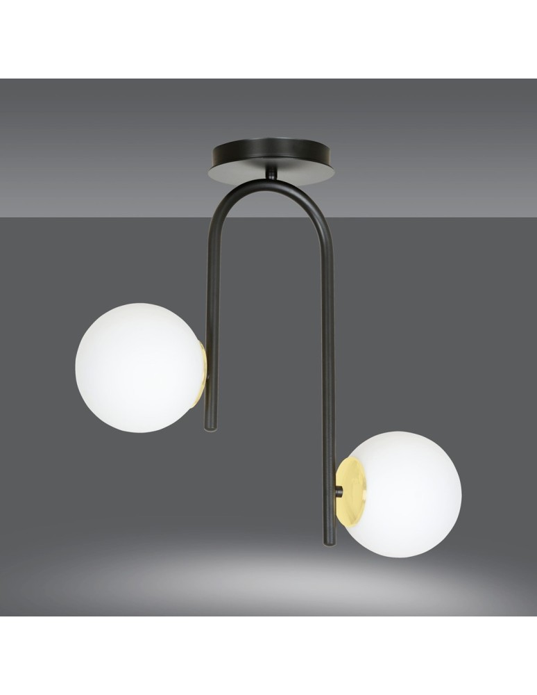 Ceiling lamps spheres - Emibig RAGNAR 2 BLACK GOLD SUSPENSION LAMP BLACK/GOLD 1032/2 - product kolory-swiatla.pl 2