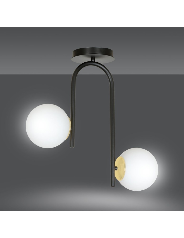 Ceiling lamps spheres - Emibig RAGNAR 2 BLACK GOLD SUSPENSION LAMP BLACK/GOLD 1032/2 - product kolory-swiatla.pl 3