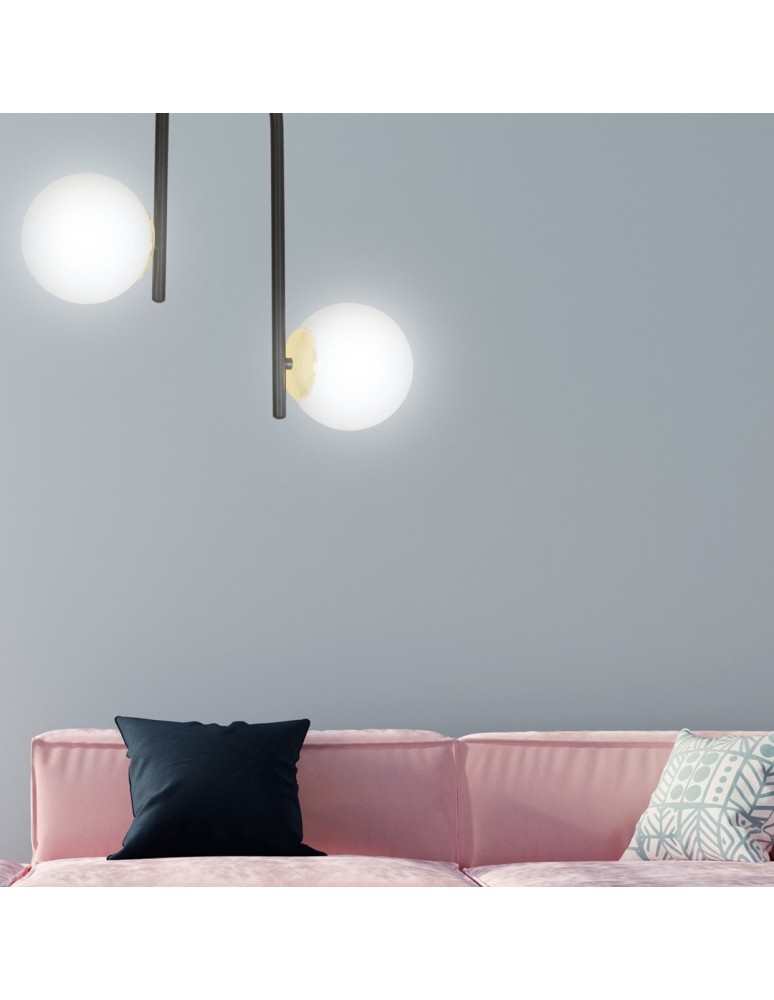 Ceiling lamps spheres - Emibig RAGNAR 2 BLACK GOLD SUSPENSION LAMP BLACK/GOLD 1032/2 - product kolory-swiatla.pl 7