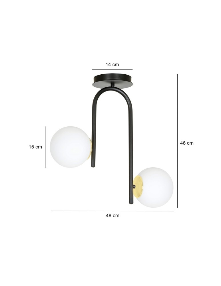 Ceiling lamps spheres - Emibig RAGNAR 2 BLACK GOLD SUSPENSION LAMP BLACK/GOLD 1032/2 - product kolory-swiatla.pl 8