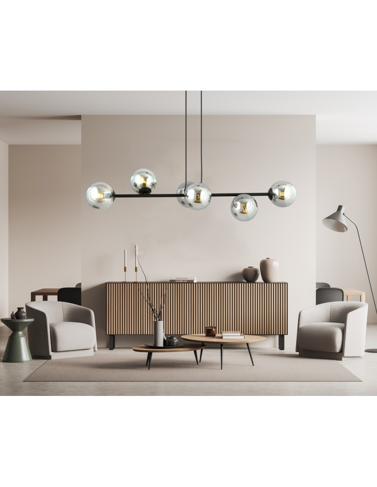 Pendant lamps spheres - Emibig ROSSI 6 BL GRAPHITE Pendant LIGHT BLACK 875/6 - product kolory-swiatla.pl 3