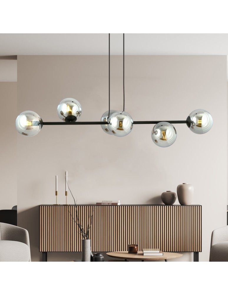 Pendant lamps spheres - Emibig ROSSI 6 BL GRAPHITE Pendant LIGHT BLACK 875/6 - product kolory-swiatla.pl 4