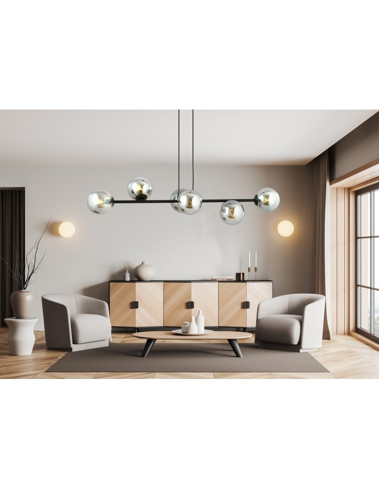 Pendant lamps spheres - Emibig ROSSI 6 BL GRAPHITE Pendant LIGHT BLACK 875/6 - product kolory-swiatla.pl 5
