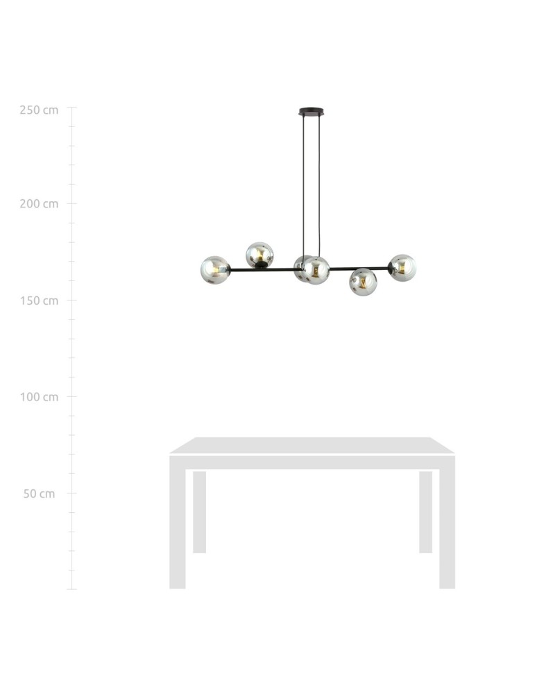 Pendant lamps spheres - Emibig ROSSI 6 BL GRAPHITE Pendant LIGHT BLACK 875/6 - product kolory-swiatla.pl 7