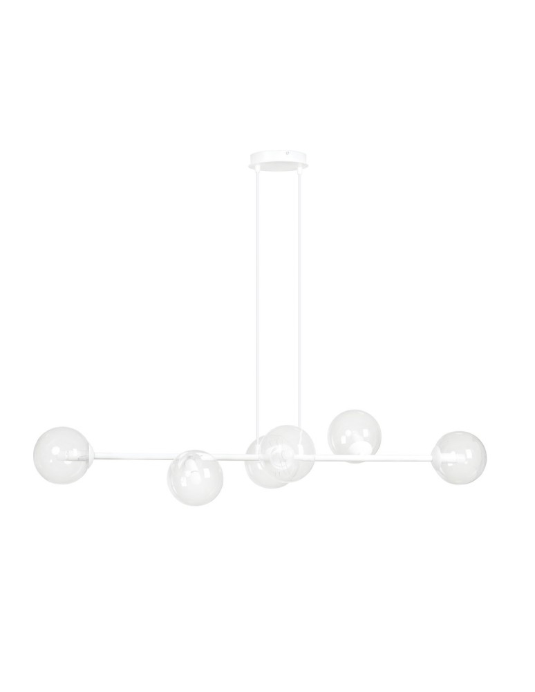 Pendant lamps spheres - Emibig ROSSI 6 WH TRANSPARENT Pendant LAMP WHITE 877/6 - product kolory-swiatla.pl 1