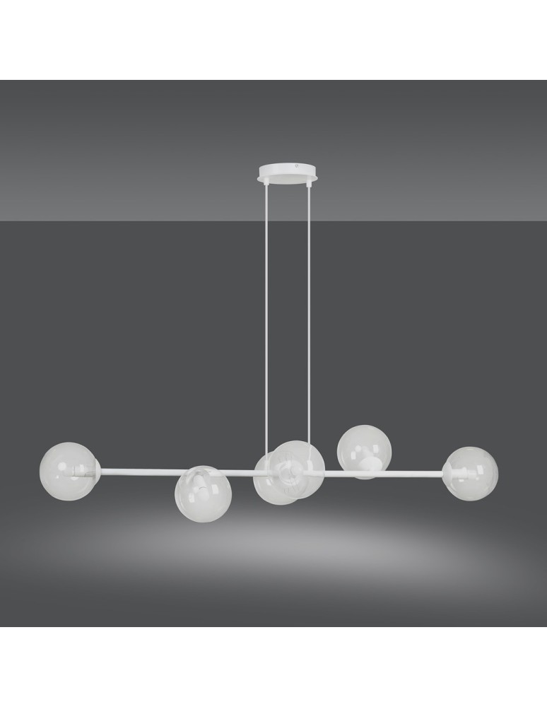 Pendant lamps spheres - Emibig ROSSI 6 WH TRANSPARENT Pendant LAMP WHITE 877/6 - product kolory-swiatla.pl 3