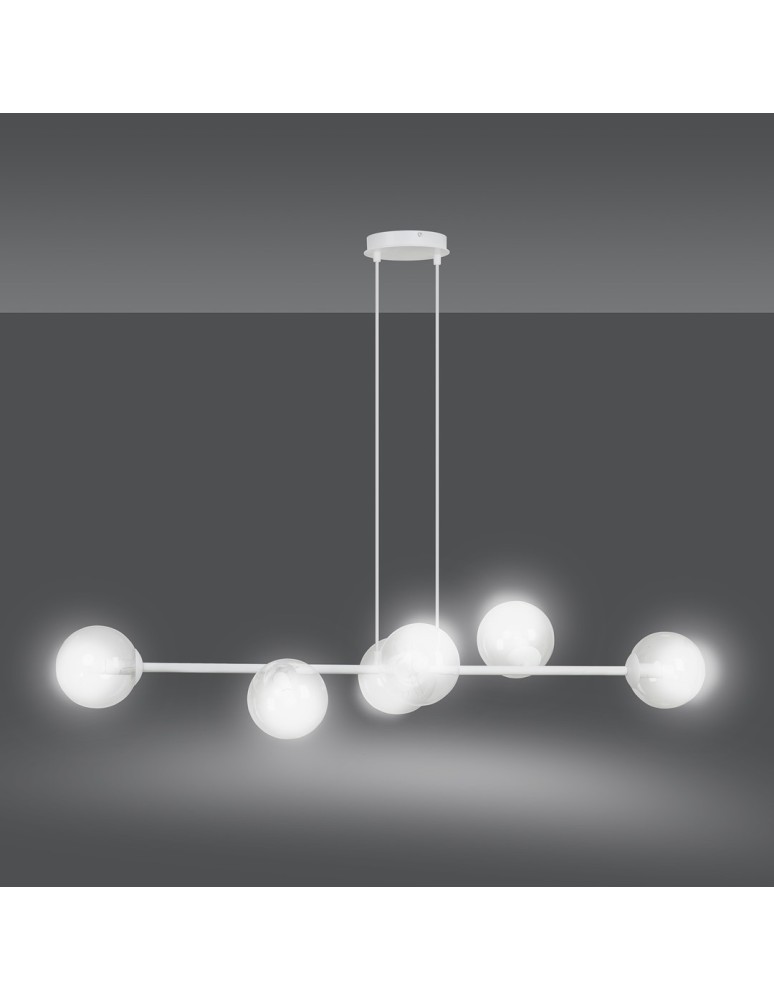 Pendant lamps spheres - Emibig ROSSI 6 WH TRANSPARENT Pendant LAMP WHITE 877/6 - product kolory-swiatla.pl 4