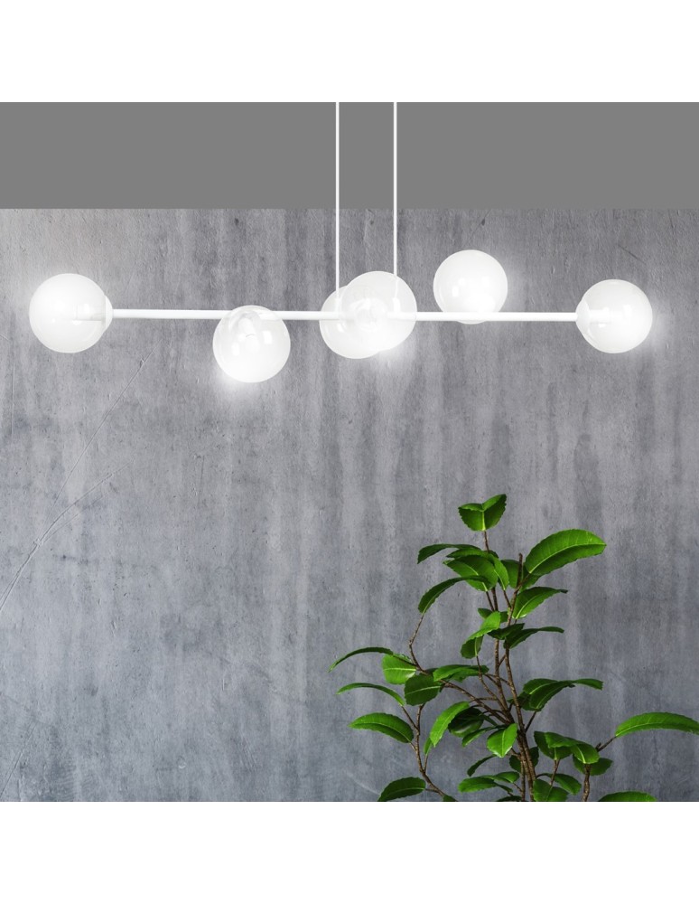 Pendant lamps spheres - Emibig ROSSI 6 WH TRANSPARENT Pendant LAMP WHITE 877/6 - product kolory-swiatla.pl 6
