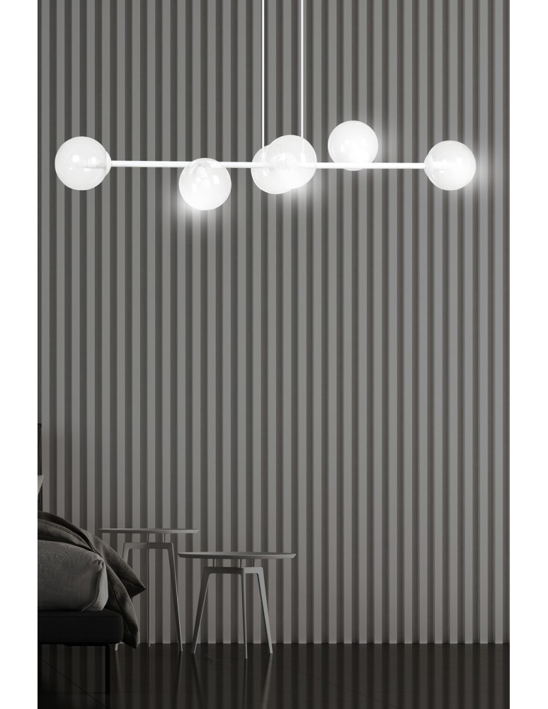 Pendant lamps spheres - Emibig ROSSI 6 WH TRANSPARENT Pendant LAMP WHITE 877/6 - product kolory-swiatla.pl 8